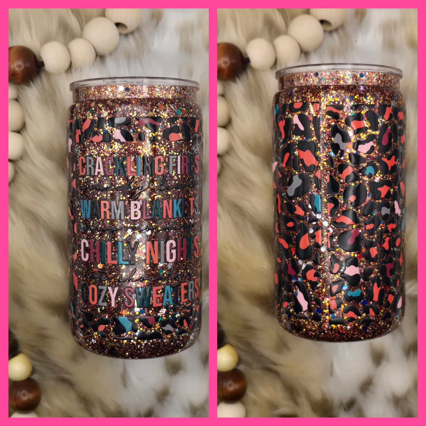 16 oz Snow Globe Tumbler – Custom Glitter Cups