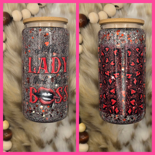 16 oz Snow Globe Tumbler – Custom Glitter glass Cups